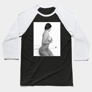 Sexy Girl Graphics Tee "Black and White Curvy PinUp Girl" Baseball T-Shirt